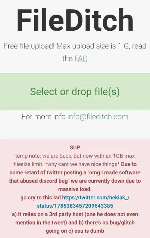 Twitter Post Blames FileDitch Outage