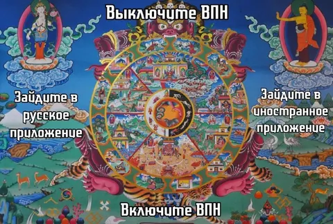 Выключите VPN для русского приложения