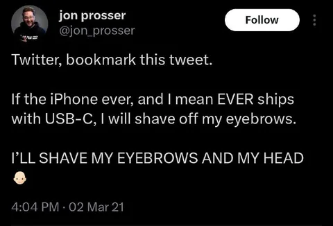 iPhone USB-C eyebrow promise