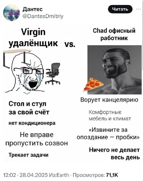 Удалёнщик против офисного работника