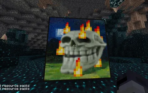 Горящий череп-тролл в Minecraft
