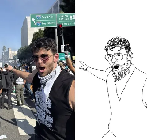 Protester Photo Versus Drawing