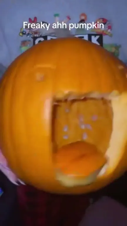 Freaky Pumpkin Sticks Out Its Tongue