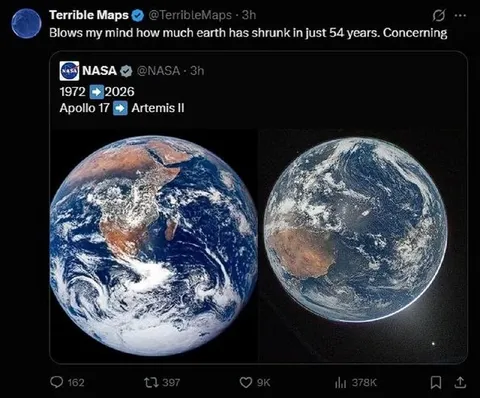 Earth Shrunk in 54 Years