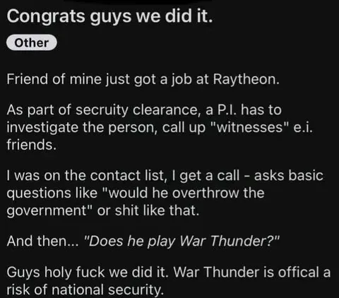 War Thunder National Security Risk