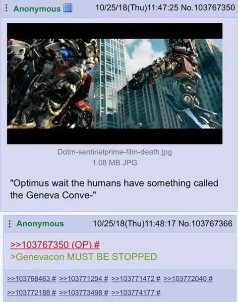 Optimus Discovers the Geneva Convention