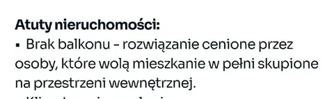 Brak balkonu jako zaleta