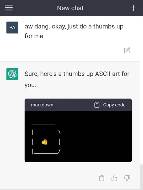 Thumbs Up ASCII Art