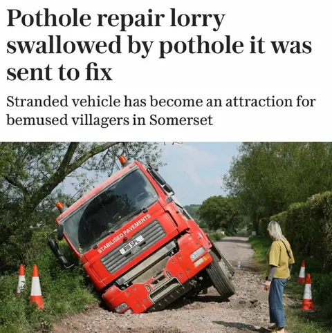 Pothole Repair Truck Swallowed
