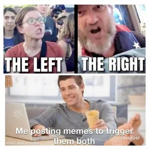 Posting Memes to Trigger Both Sides