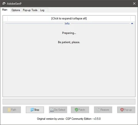 AdobeGenP Preparing Screen