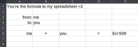 Spreadsheet Formula Love Joke