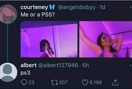 Me or a PS5? PS3 Reply