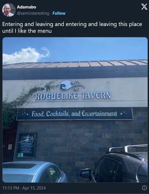 Roguelike Tavern Menu Joke
