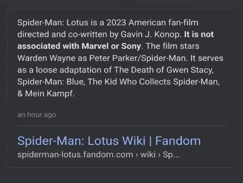 Spider-Man Lotus Fan-Film Search Result