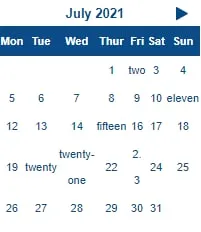 July 2021 Calendar Confusion