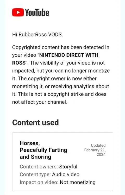 Copyrighted Horse Farting Content