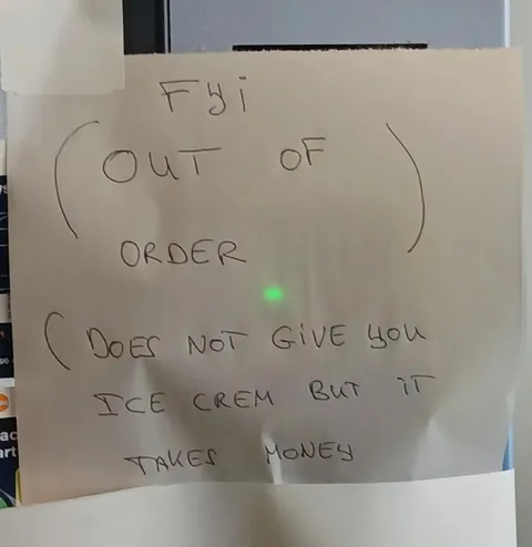 Out of Order Ice Cream Machine
