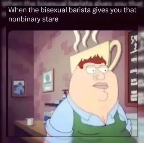 Bisexual Barista Nonbinary Stare