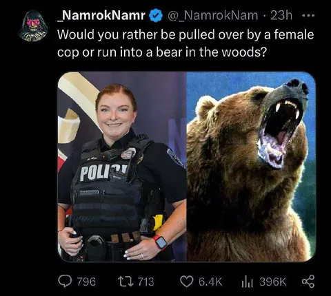 Female Cop or Bear