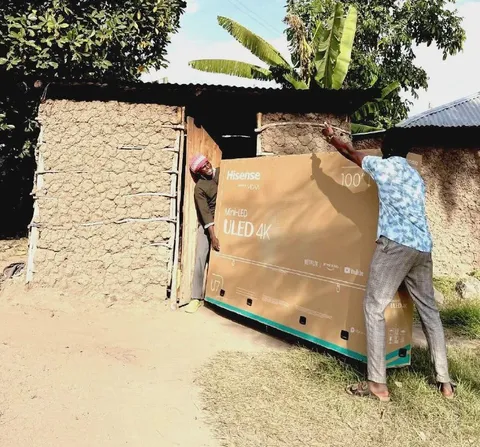 Huge TV Into a Tiny Hut