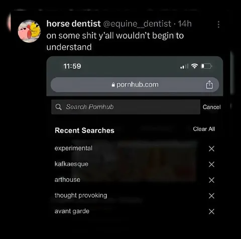 Pretentious Pornhub Search History