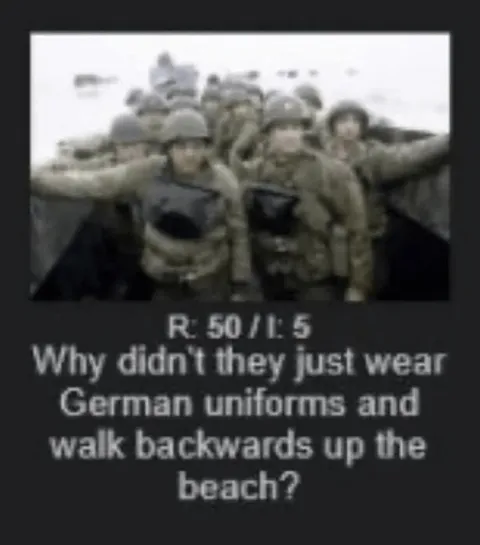 German Uniforms Backwards Up the Beach
