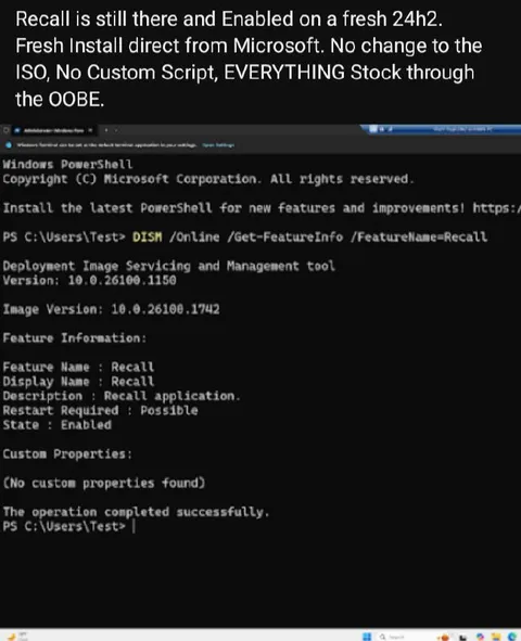 Recall Enabled on Fresh Install