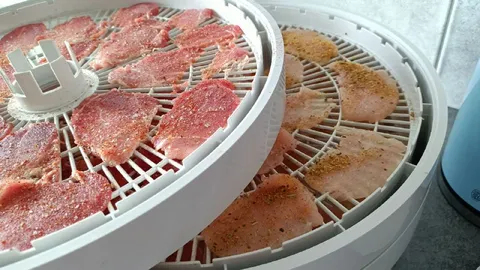 Сушилка заполнена мясом