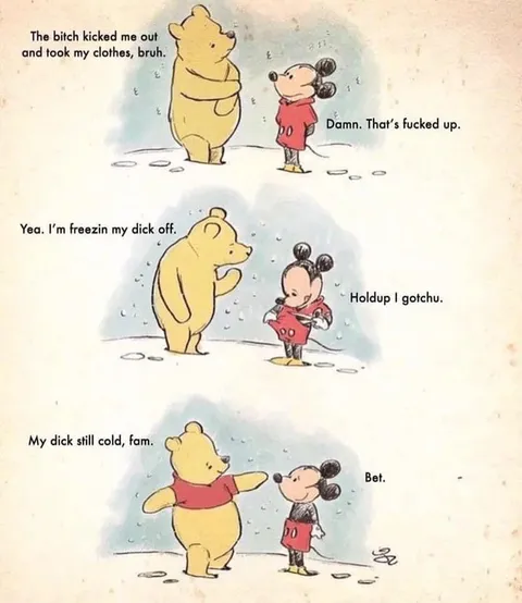 Mickey Gives Pooh His Clothes