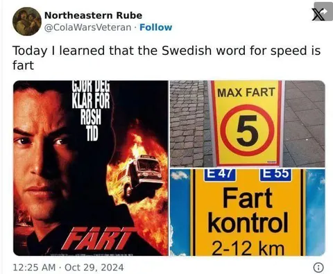 Swedish Word for Speed Is Fart