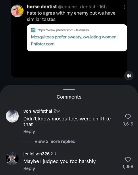Mosquitoes Like Sweaty Women
