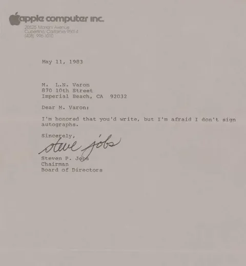 Steve Jobs Refuses an Autograph