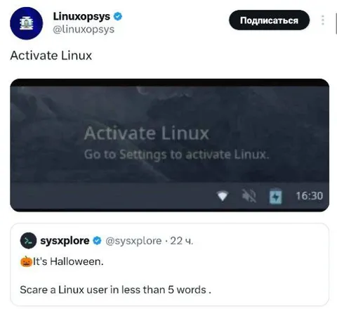 Activate Linux Halloween Joke