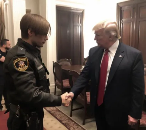 Трамп жмёт руку беркутовцу