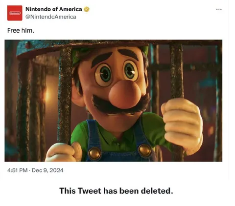 Free Luigi Tweet Deleted