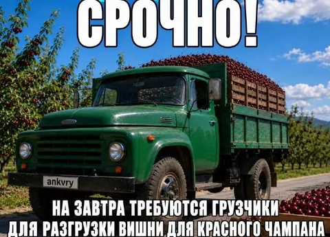 Срочно нужны грузчики вишни