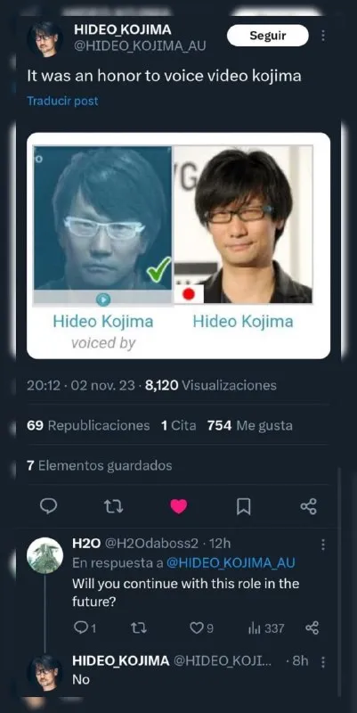 Hideo Kojima Voiced by Hideo Kojima