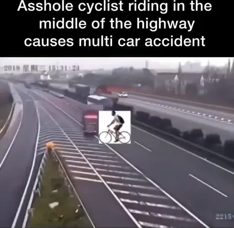 Cyclist Causes Highway Crash