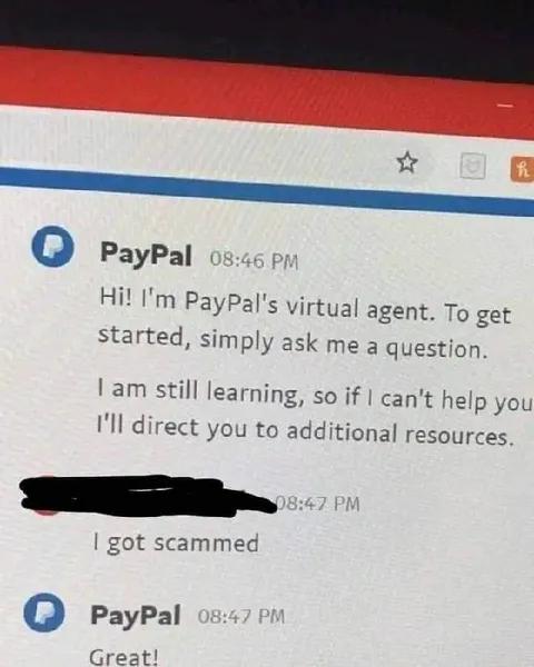 PayPal Virtual Agent Great