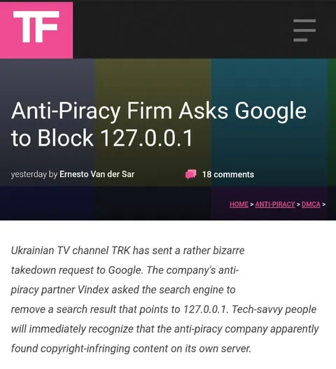 Anti-Piracy Firm Blocks Localhost