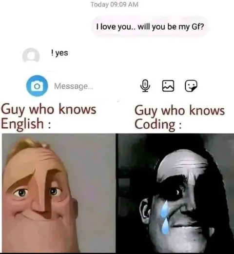 Knows English Versus Coding