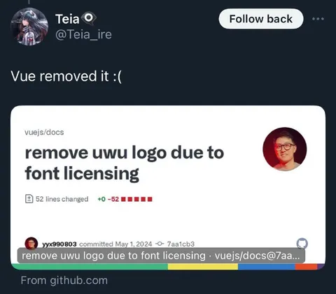 Vue Removes the UwU Logo