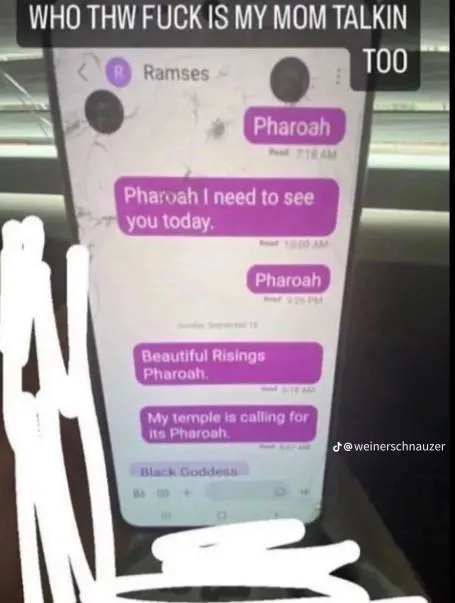 Mom Texting the Pharaoh