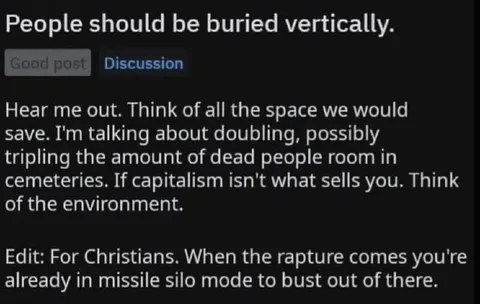 People Should Be Buried Vertically