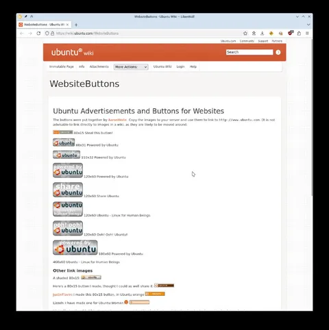 Ubuntu Website Buttons Nostalgia