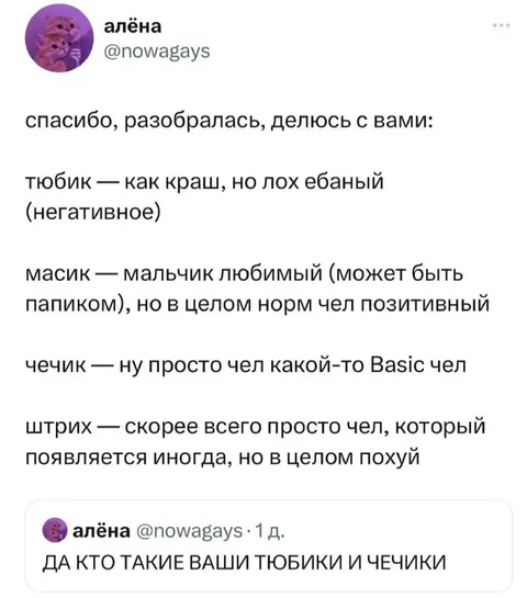 Кто такие ваши тюбики и чечики