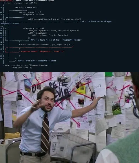 Charlie Day Debugging Rust Errors