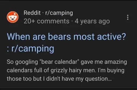 Bear Calendar Search Gone Wrong