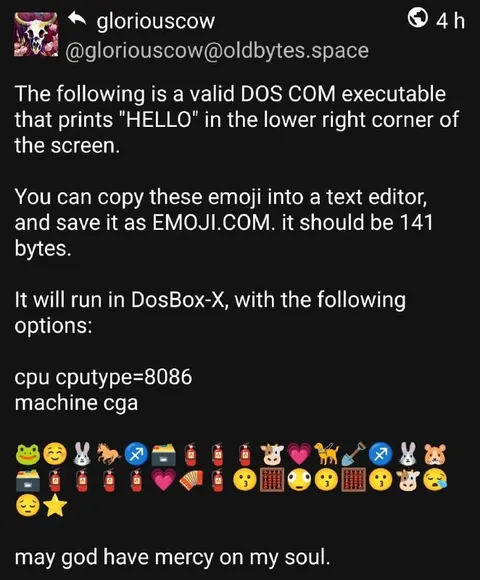 Emoji DOS COM Executable